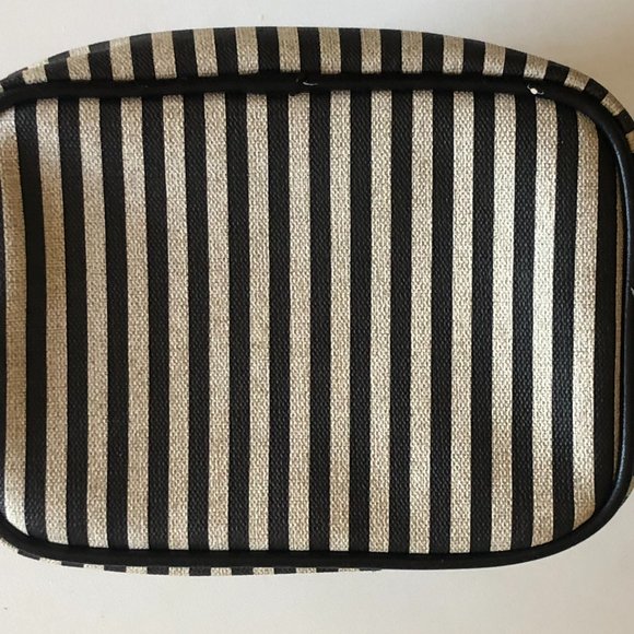 Vintage OSCAR DE LA RENTA Striped Cosmetic Case - Picture 2 of 2